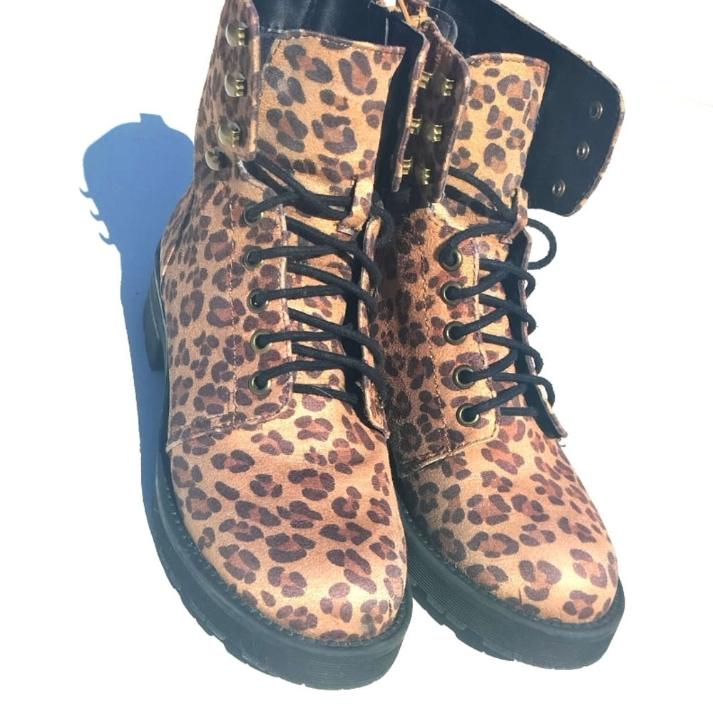MIA Leopard Print Combat Boots